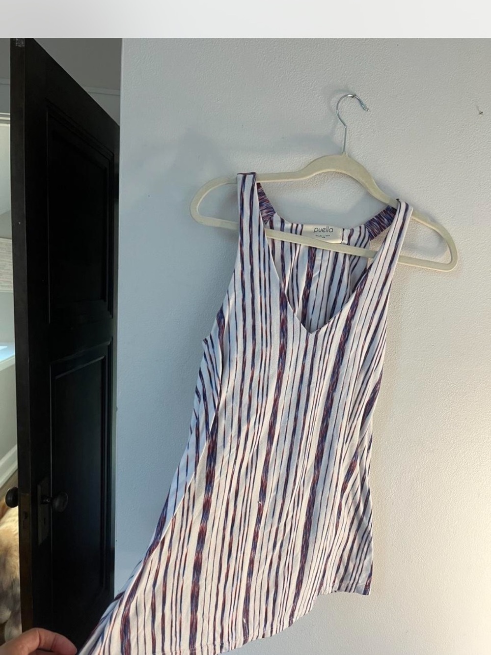Free People Striped V-Neck Tank in Blue, White, and Red